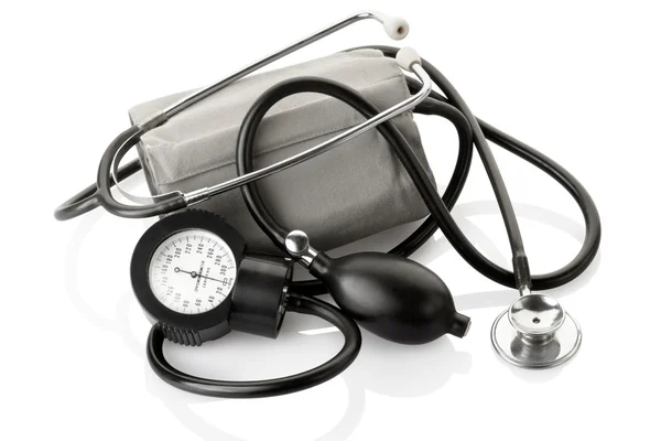 Medical sphygmomanometer and stethoscope — Stock Photo, Image