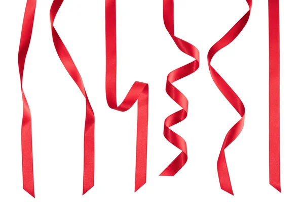 Kolekcja czerwone wstążki na białe — Zdjęcie stockowe