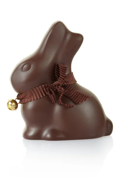 Conejito de chocolate con campana —  Fotos de Stock