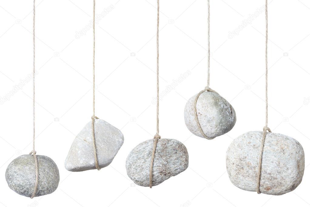 Stone, rock hanging by a string