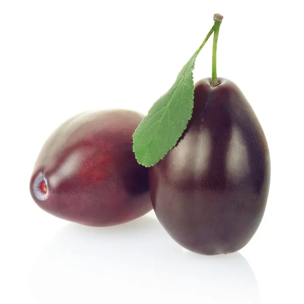 Plums with leaf — Stock Photo, Image