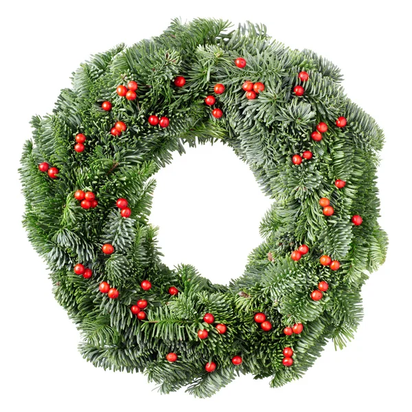 赤い果実とクリスマスの花輪 — ストック写真