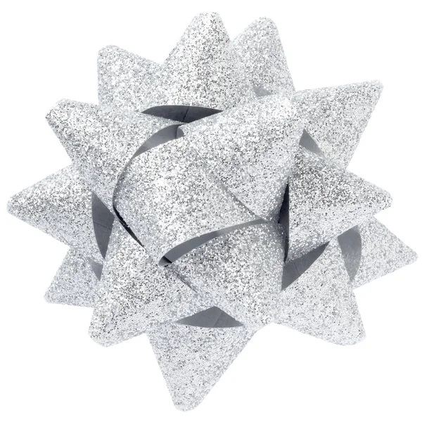 Silver glitter bow — Stock Photo, Image