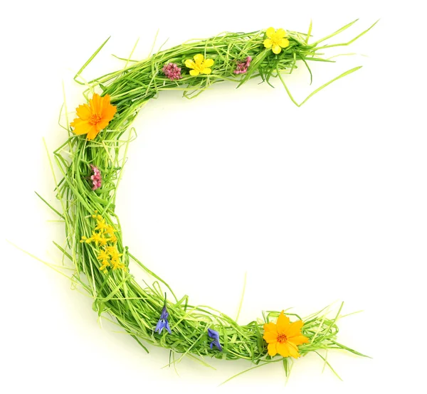 Cartas hechas de flores y hierba — Foto de Stock