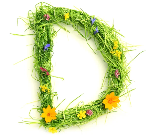Buchstaben aus Blumen und Gras — Stockfoto