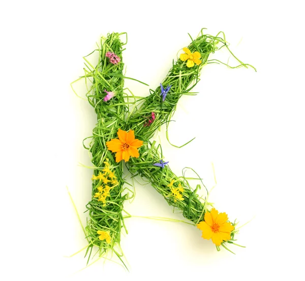 Litery wykonane z kwiatów i traw — Zdjęcie stockowe