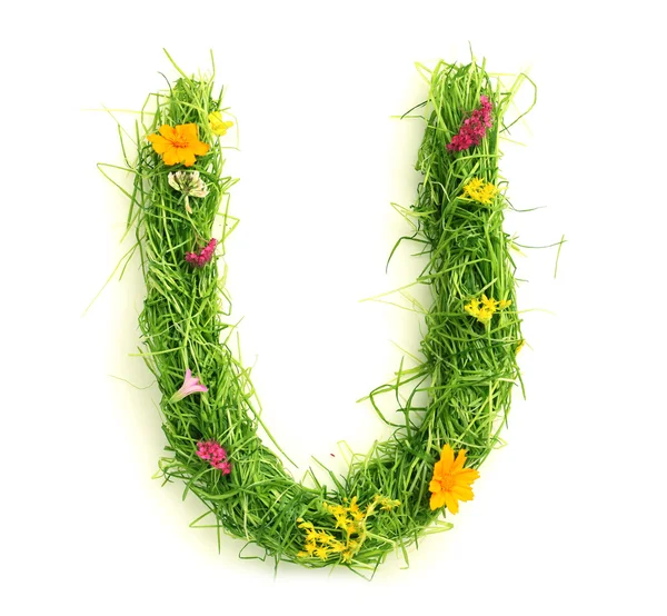 Lettere fatte di fiori ed erba — Foto Stock