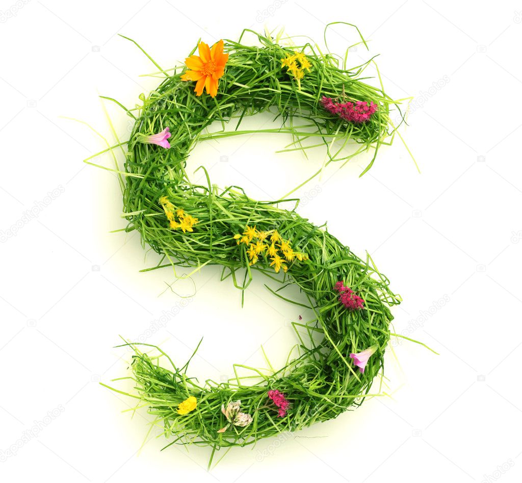 Letters made of flowers and grass Stock Photo by ©SSilver 9341413