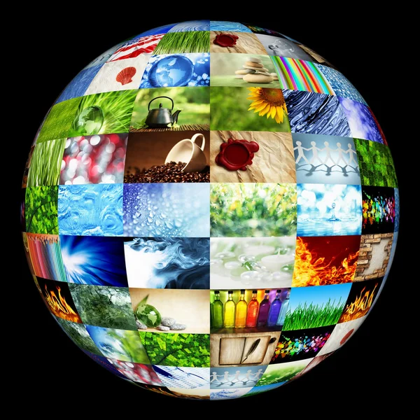 Sphere made of a collection of photos — Stock Photo, Image