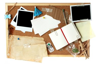 Corkboard full of blank items for editing clipart