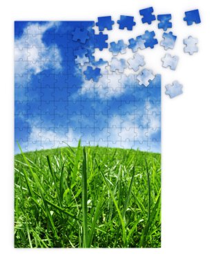 Blue & green grass puzzle