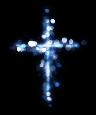 Cross made of lights clipart