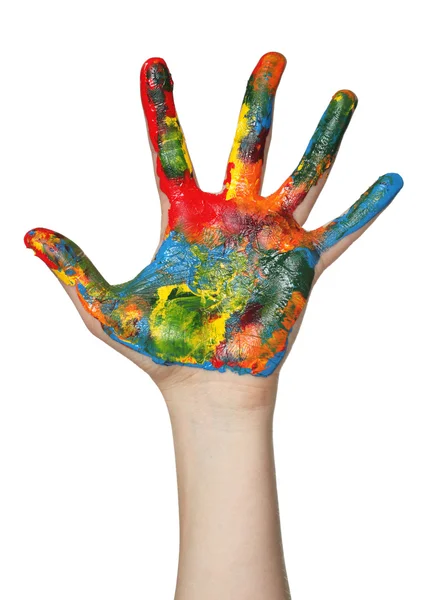 stock image Hand covered in paint