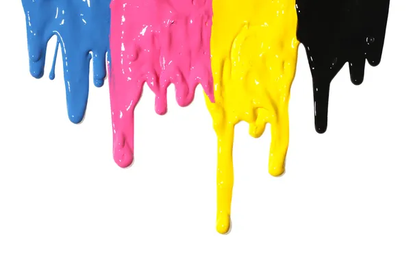 CMYK paint dripping — Stock Photo, Image