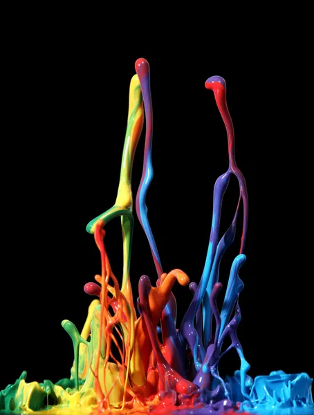Pintura colorida espirrando isolado no branco — Fotografia de Stock