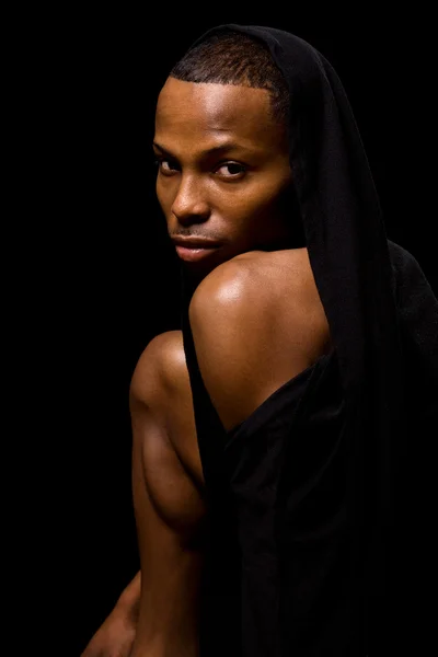 stock image Intimate portrait of a man. Studio shot over black.