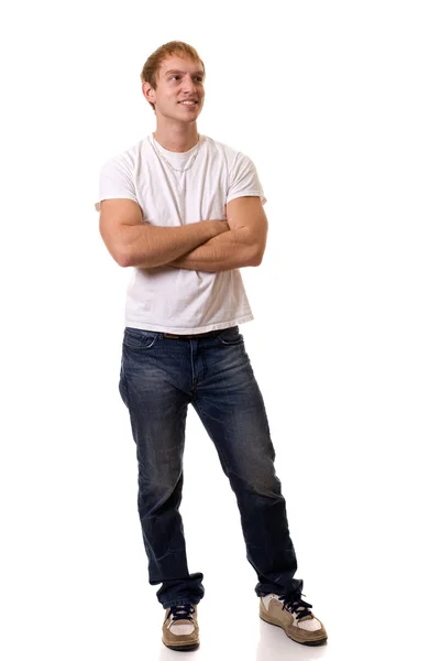 stock image Casual young man. Studio shot over white.