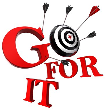 Go for it red words and conceptual target clipart