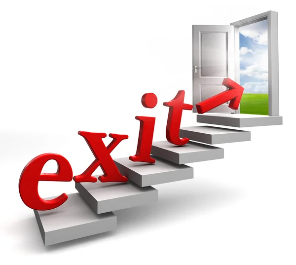 Exit red word and conceptual door — Stock Photo, Image