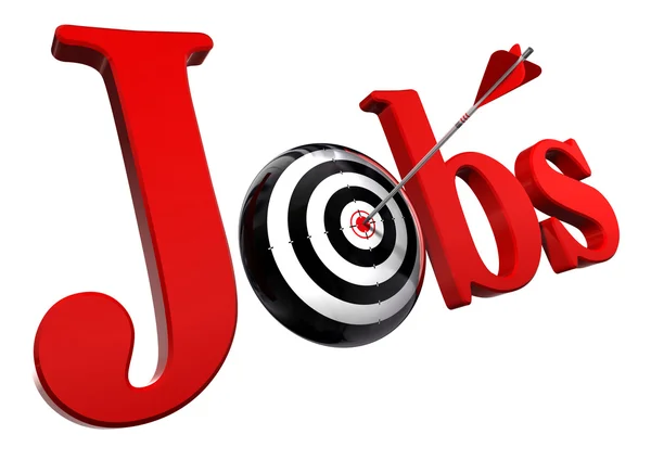 Jobs red word and conceptual target — Stock Photo, Image