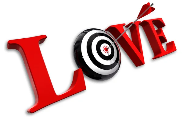 stock image Love red word and conceptual target