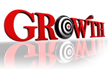 Growth red word and target clipart