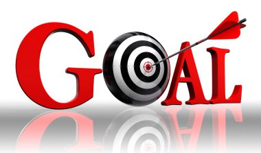 Goal red word and conceptual target clipart