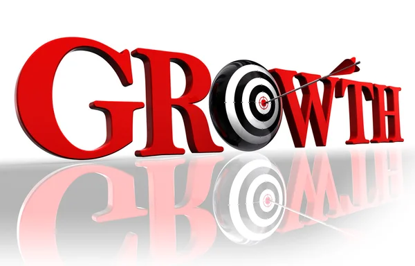 Growth red word and target — Stock Photo, Image