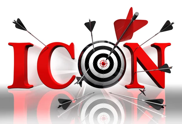 Icon red word and conceptual target — Stock Photo, Image