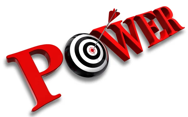 Power red word and conceptual target — Stock Photo, Image