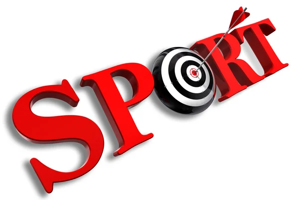 Deporte palabra roja y objetivo conceptual — Foto de Stock