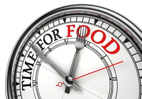 Hora de fechar o relógio conceito de comida — Fotografia de Stock