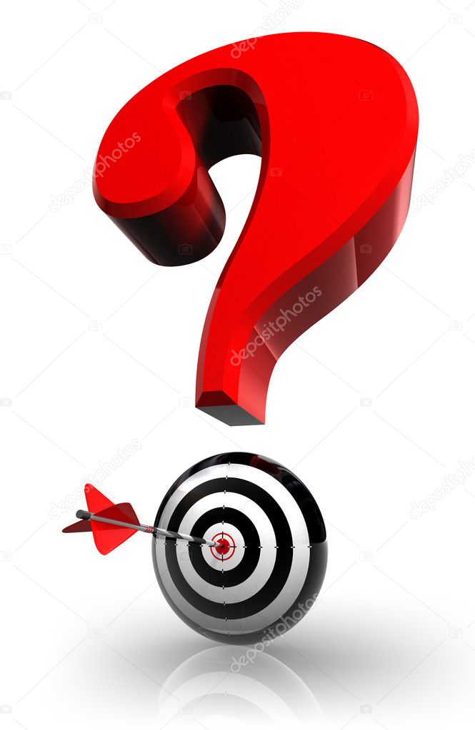 Red questionmark and concept target