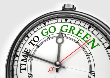 Time to go green concept clock clipart
