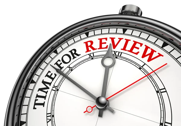 Time for review concept clock — Stock Photo, Image