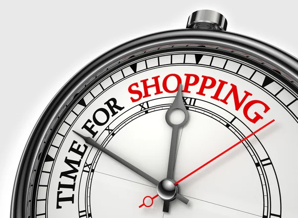 Tid för shopping koncept klocka — Stockfoto