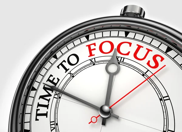 Time to focus concept clock closeup — Stock Photo, Image