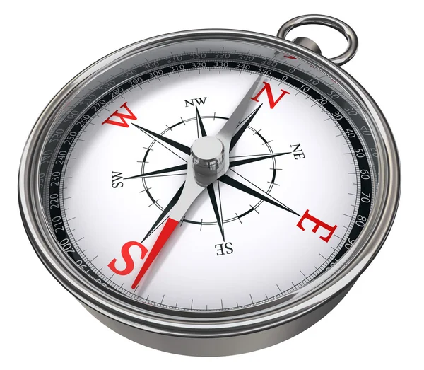 Compass red, white and chrome — Stock Photo, Image