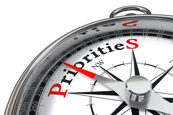 Prioriteringar konceptet kompass — Stockfoto