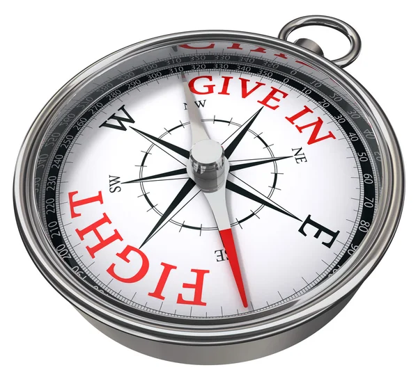 Fight vs give in concept compass — Stock Photo, Image