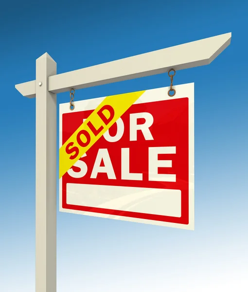For sale red sign and word sold — Stock Photo, Image