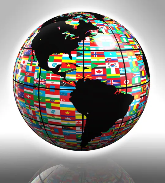Flags globe featuring america — Stock Photo, Image