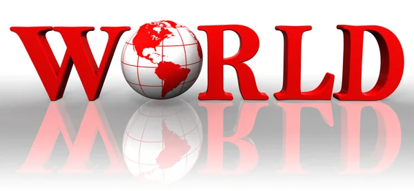 Welt rotes Wort und Globus — Stockfoto