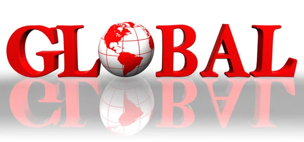 Wereldwijde rode word en earth globe — Stockfoto