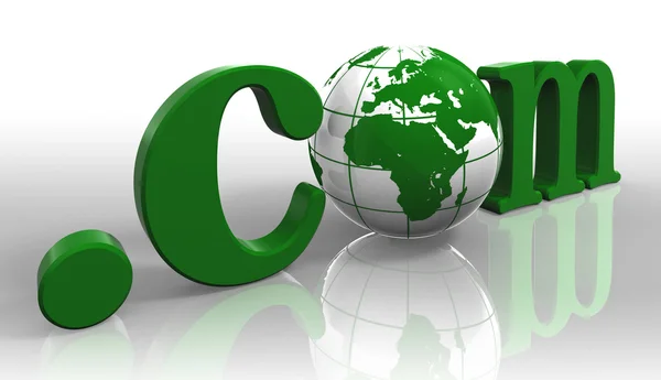 Com logo mot vert et globe terrestre — Photo