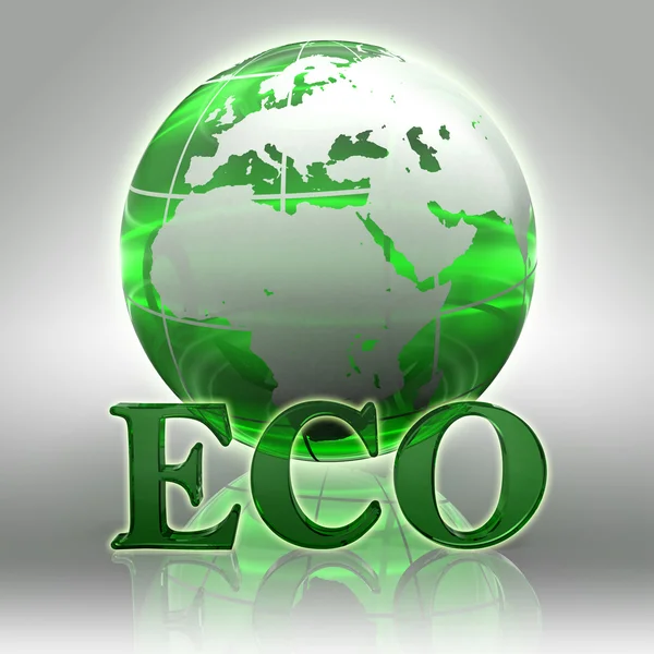 Эко-зеленое слово и земной шар — стоковое фото