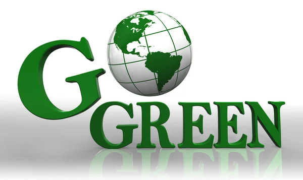Go зеленый логотип слово и земля глобус — стоковое фото