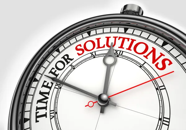 Time for solutions concept clock — Stock Photo, Image