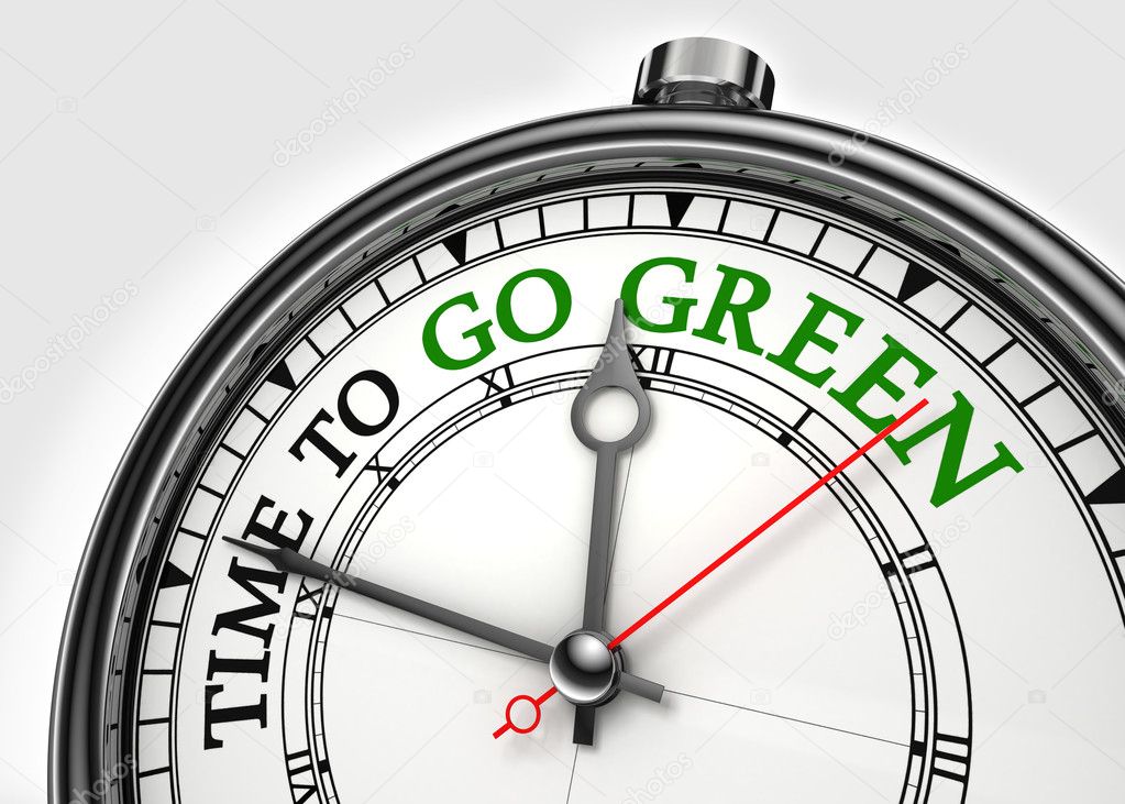 Time to go green concept clock