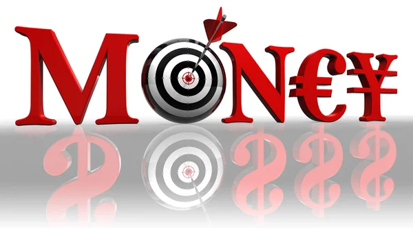 Money red word and concept target — 图库照片